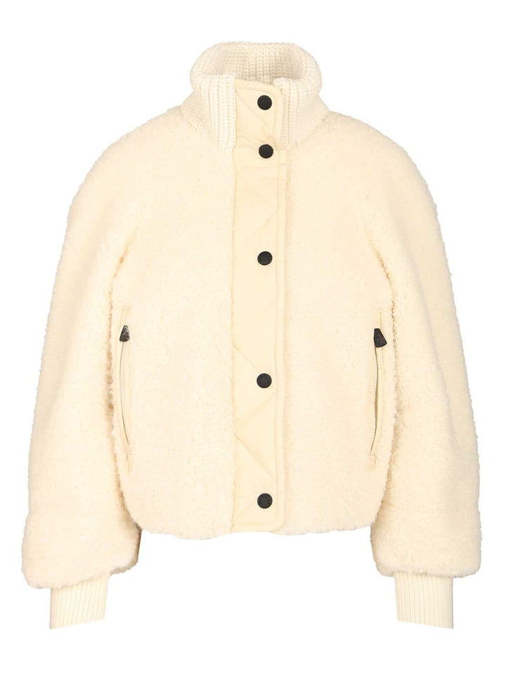 Moncler Grenoble Ayles Short Down Jacket In Teddy And Wool Giacche - Bianco | ec1016c70e56449263ddf39c4619b5edfee9df78