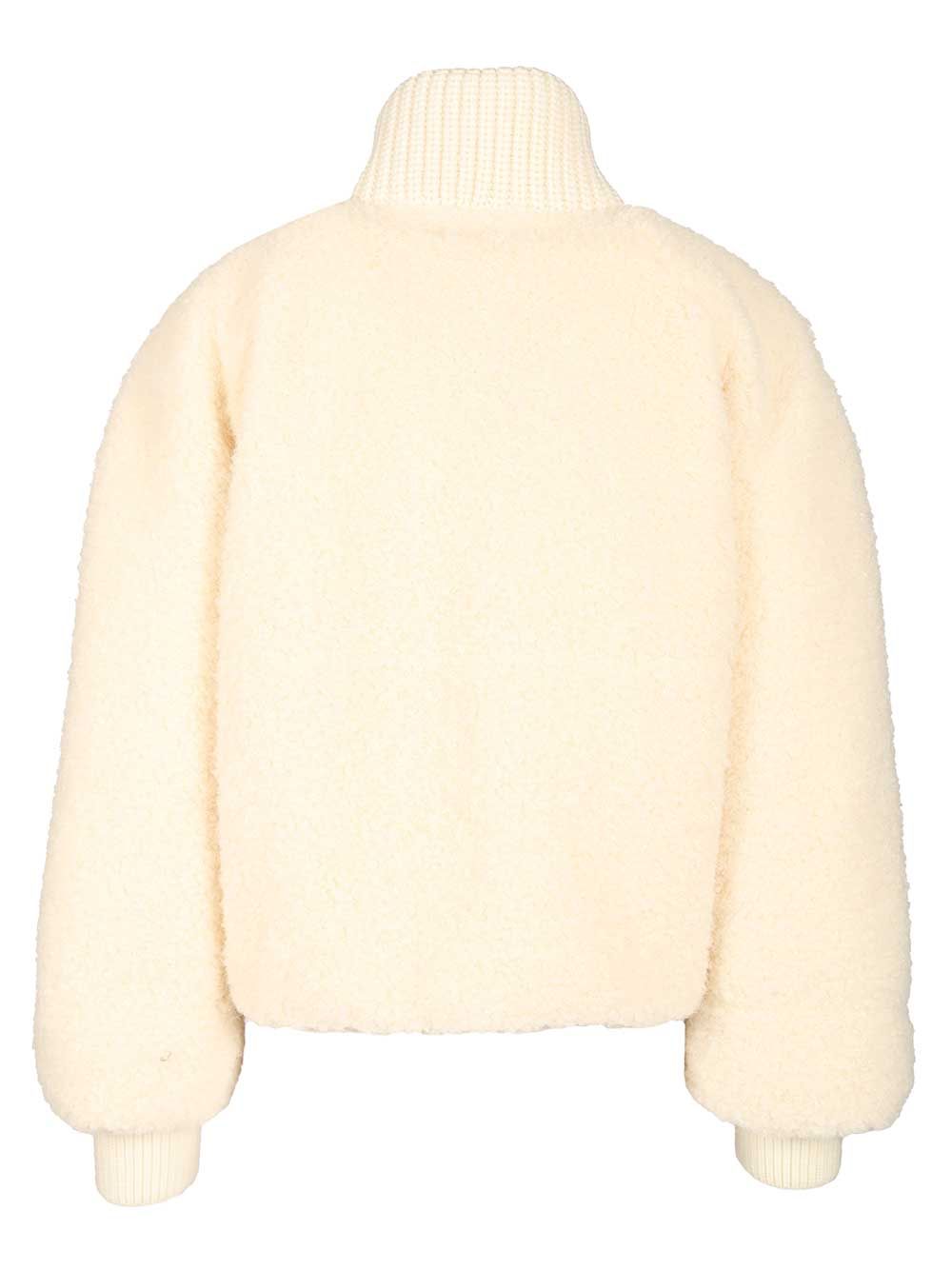 Moncler Grenoble Ayles Short Down Jacket In Teddy And Wool Giacche - Bianco | d35c7daf8a9f95682d1495f37021c02e49b21ec3