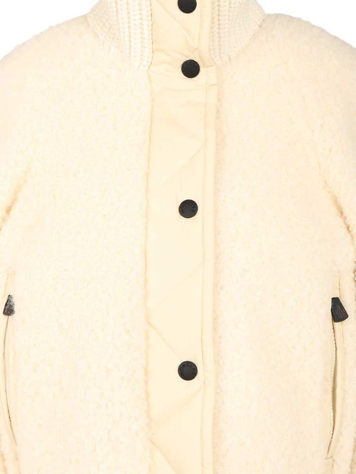 Moncler Grenoble Ayles Short Down Jacket In Teddy And Wool Giacche - Bianco | f509ed7c7052e961a7c9c269f62719cd9636df5f