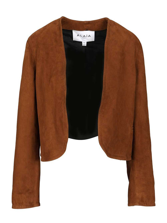 Short Suede Blazer Giacche Marrone