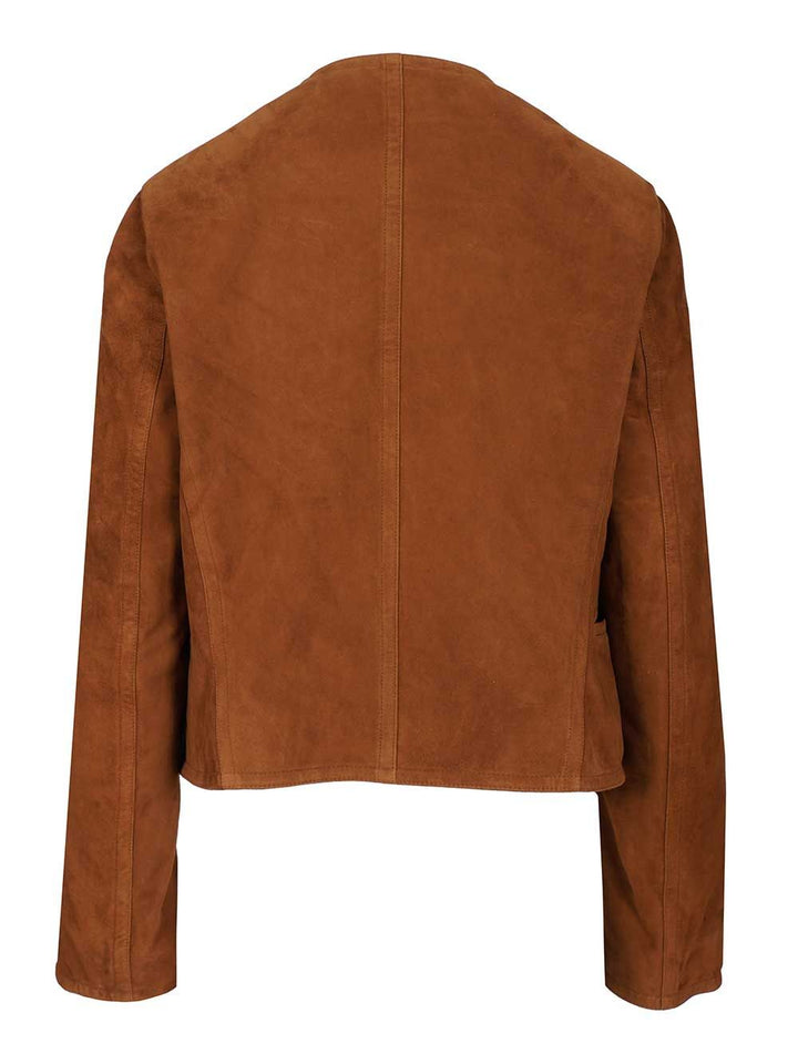 AlaÏA Short Suede Blazer Giacche - Marrone | 56693a05af73bb72dad0251a7e9c86456d315115