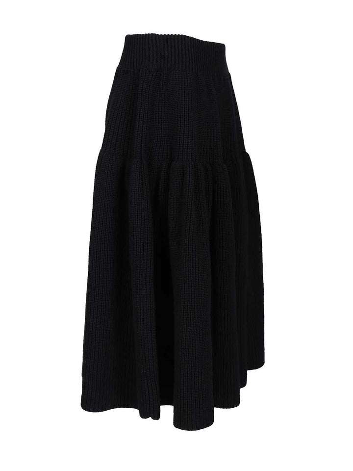 Dries Van Noten Wool Twill Midi Skirt Gonne - Nero | efd2e5e5d3c133013b1109f0cc126edbd65548af
