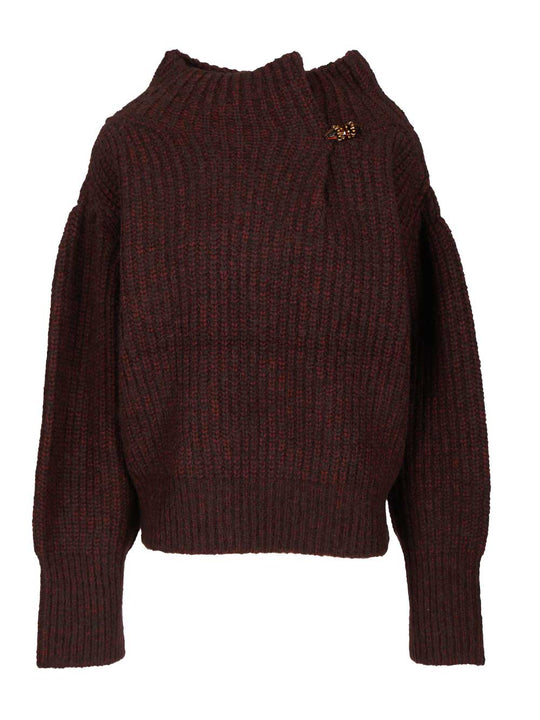 Burgundy Oversized Wool Sweater Knitwear Bordeaux