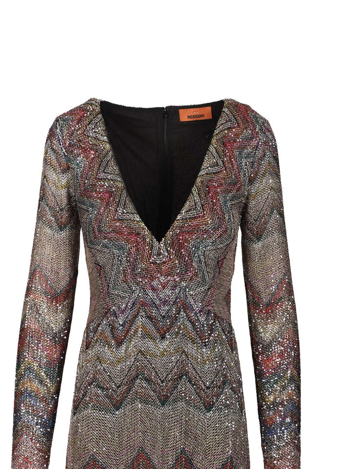 Missoni Long Dress With Lamé And Zigzag Sequins Abiti - Multicolor | 391336985e0107bffde69502bec4744c28bc4f3e