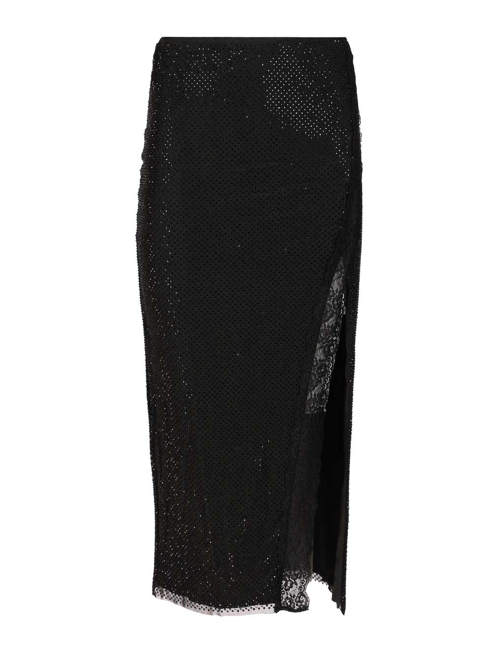 Self-Portrait Midi Skirt With Rhinestones Gonne - Nero | 77737285d905271dbfe47a65cc94d17299034133