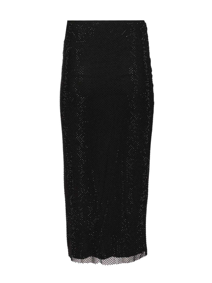 Self-Portrait Midi Skirt With Rhinestones Gonne - Nero | a6c400fe1b58f88f93b1bdbcc34640a657556940