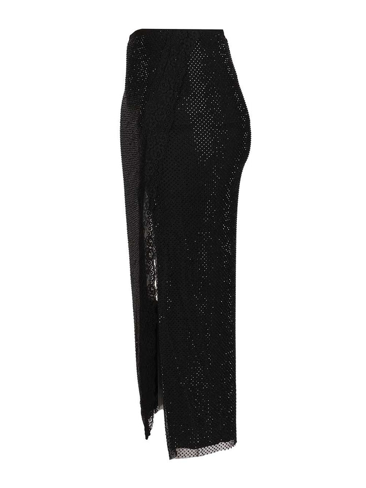 Self-Portrait Midi Skirt With Rhinestones Gonne - Nero | 5f1c676a7da480ae366b38732e135e8b999ca6b3