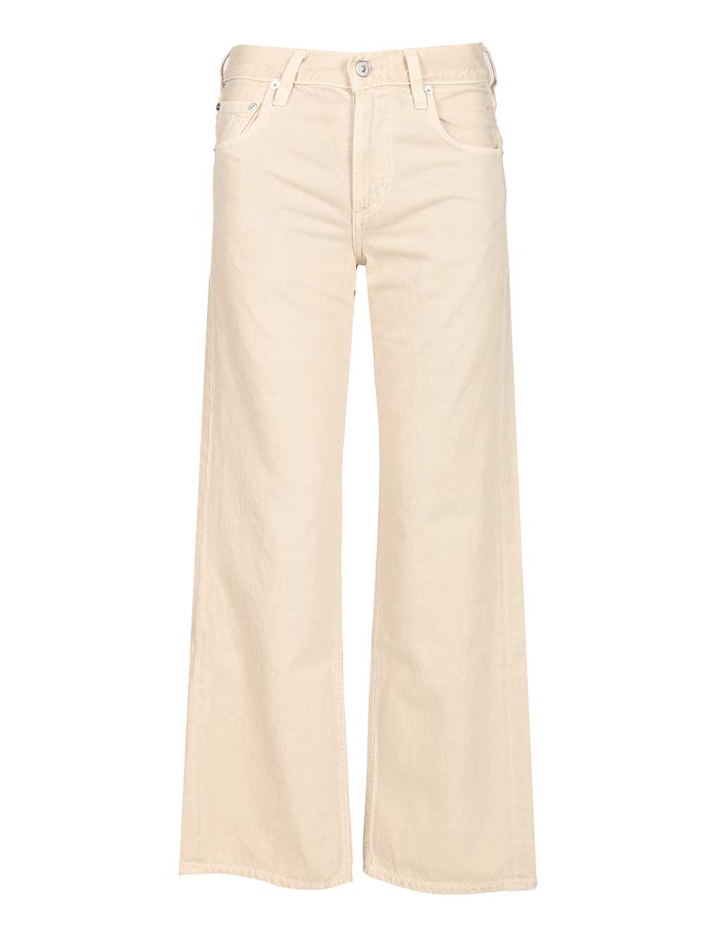 Citizen Of Humanity “Lindz Easy Straight" Twill Trousers - Beige | 6871662f7103cfd45cc068e4307965f0fd714c26