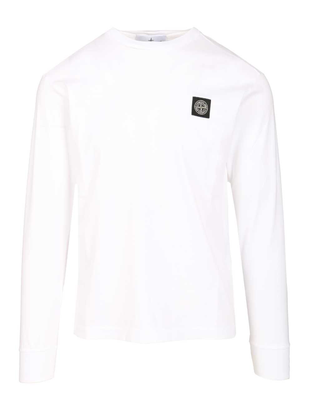 Stone Island Long-Sleeved Cotton Jersey T-Shirt - Bianco | 2b4aefb0e7ae8907303567c3131f84288d5c80b0