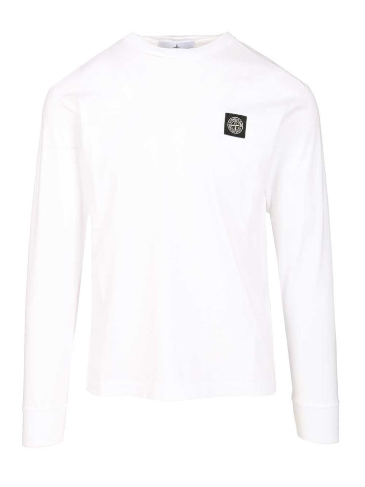 Stone Island Long-Sleeved Cotton Jersey T-Shirt - Bianco | 2b4aefb0e7ae8907303567c3131f84288d5c80b0