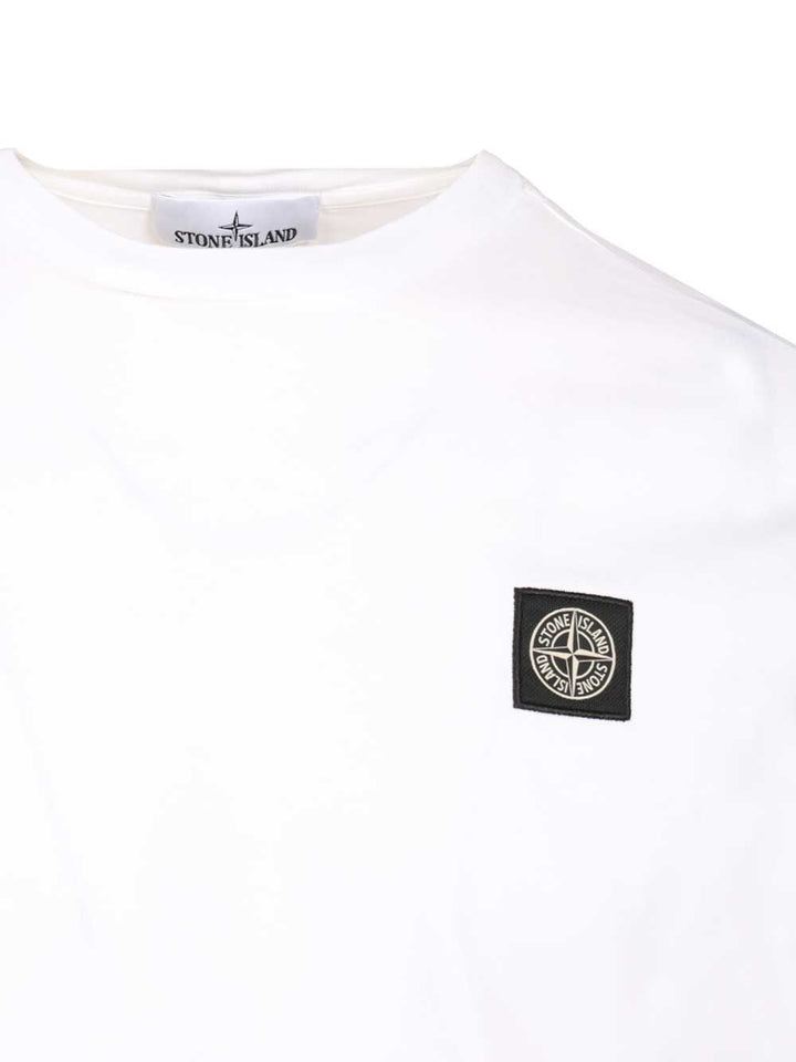 Stone Island Long-Sleeved Cotton Jersey T-Shirt - Bianco | 0d33743be48061b225806ba95ee0bc9e2799e172