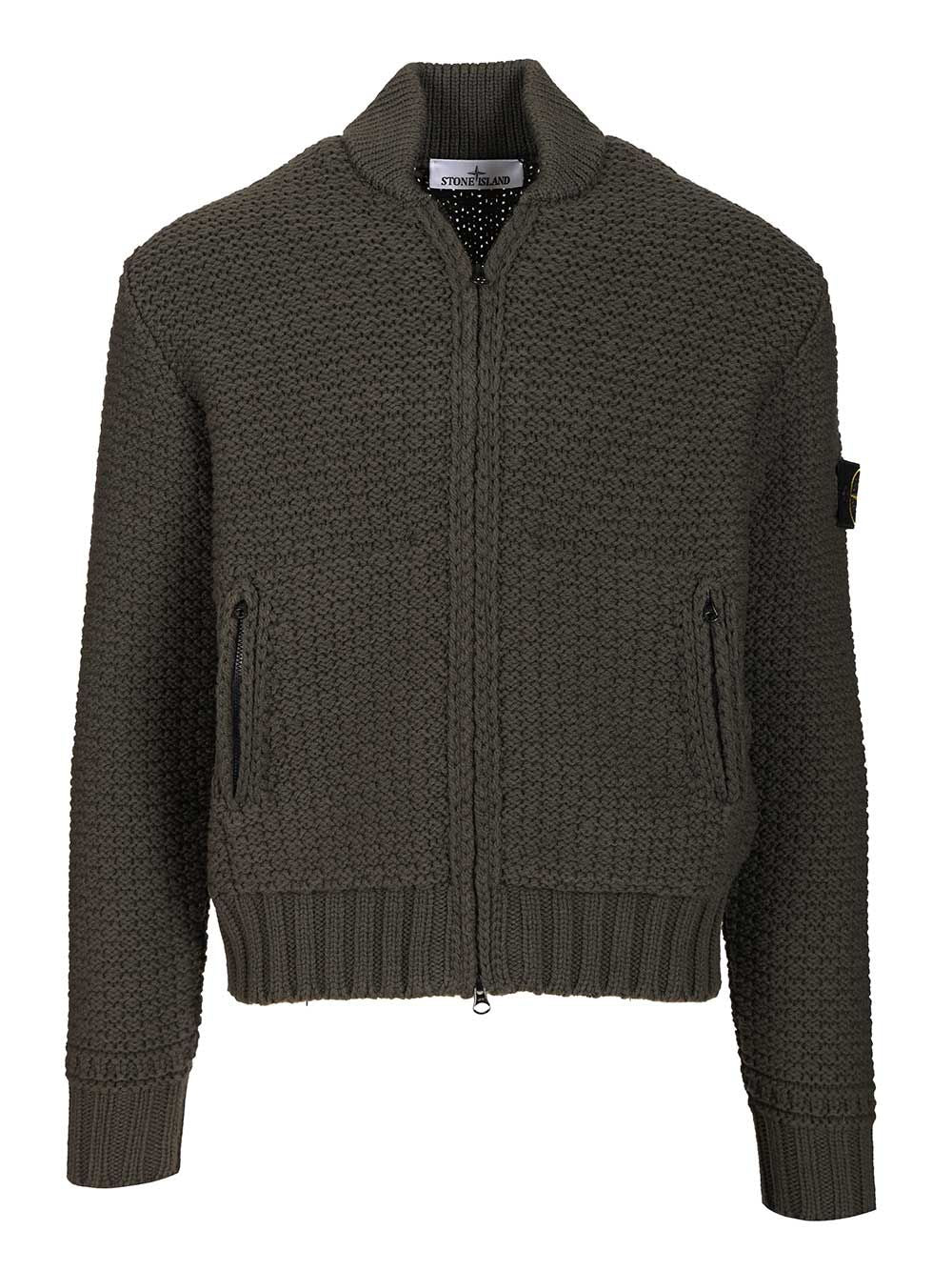Stone Island Bomber-Style Zip-Up Sweater Knitwear - Verde | 9bac6aab6e80a5cd1b1ee28e3ab8c169478567d9