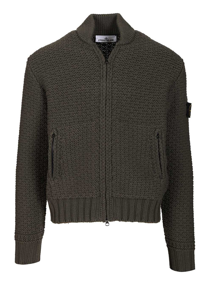 Stone Island Bomber-Style Zip-Up Sweater Knitwear - Verde | 9bac6aab6e80a5cd1b1ee28e3ab8c169478567d9