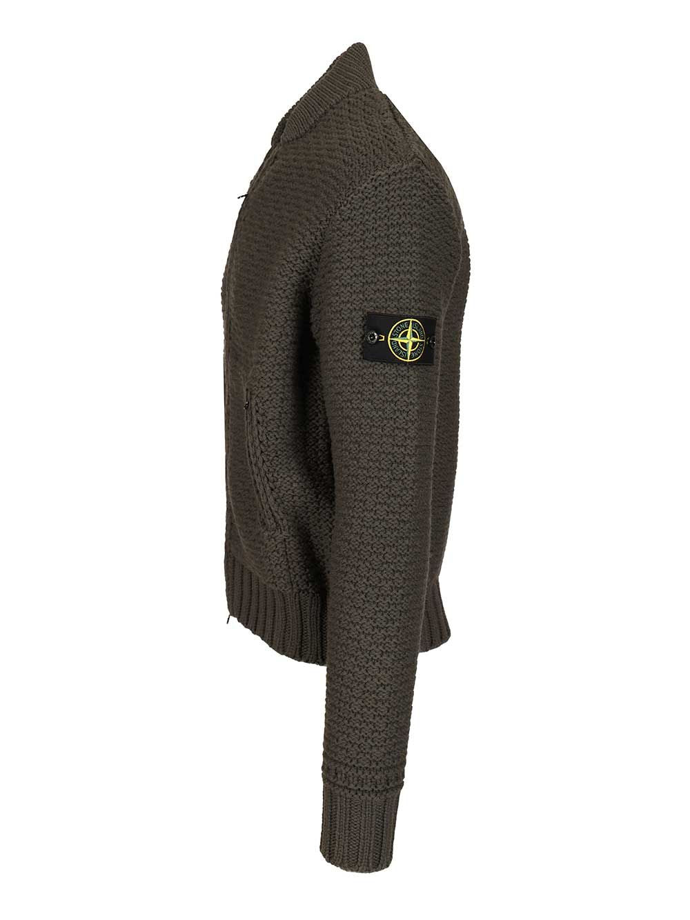 Stone Island Bomber-Style Zip-Up Sweater Knitwear - Verde | 4d259ff7a5c376b85213b695be69efb2d5176043