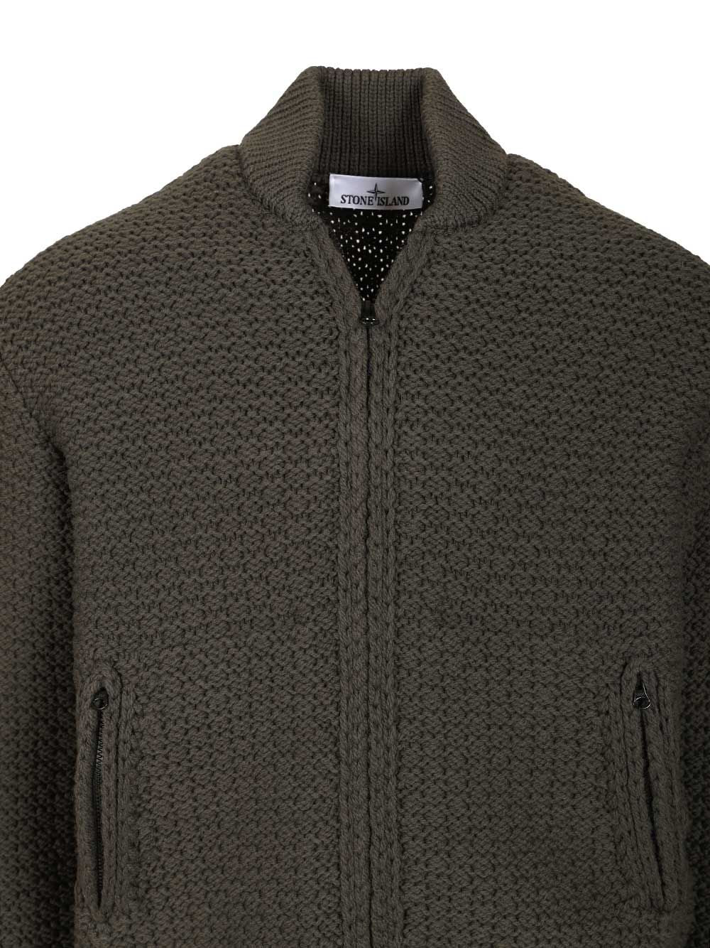 Stone Island Bomber-Style Zip-Up Sweater Knitwear - Verde | f319d54fd24b84a74c511a2852fc5c27c8a04460