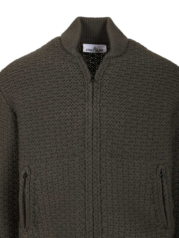 Stone Island Bomber-Style Zip-Up Sweater Knitwear - Verde | f319d54fd24b84a74c511a2852fc5c27c8a04460