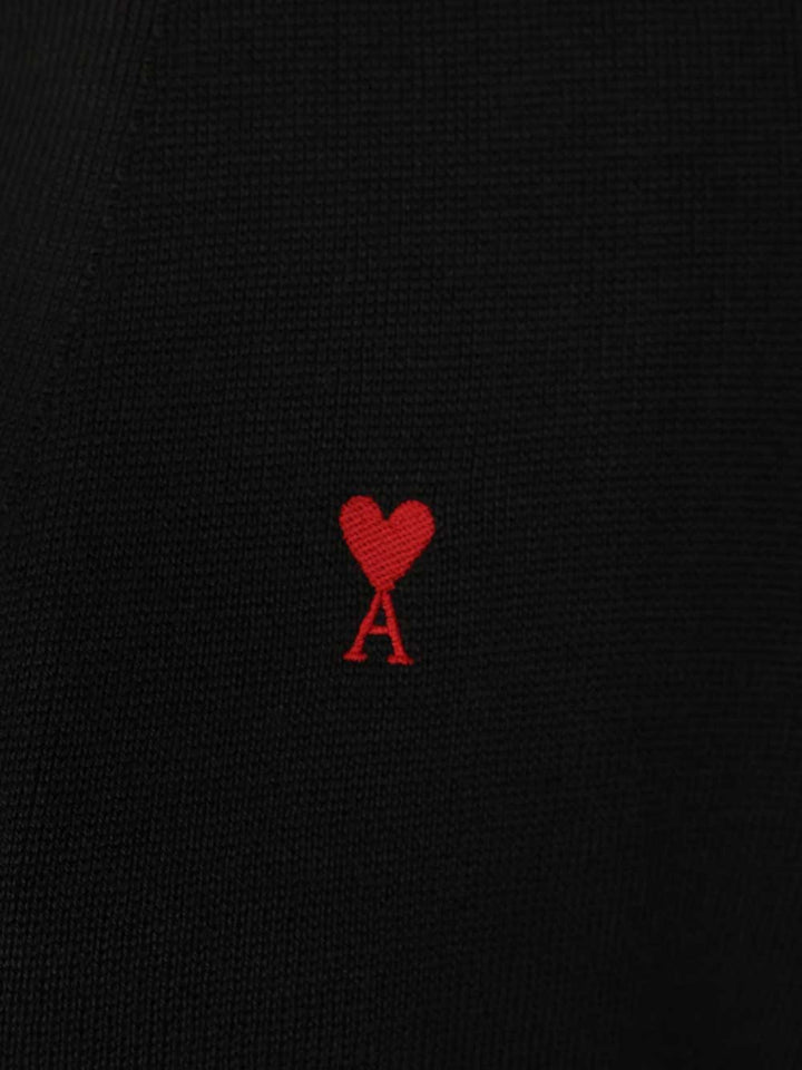 Ami Cardigan In Merino Wool Knitwear - Nero | 3e194d62eeb3d15270bda66f0ad5dbce709695ab