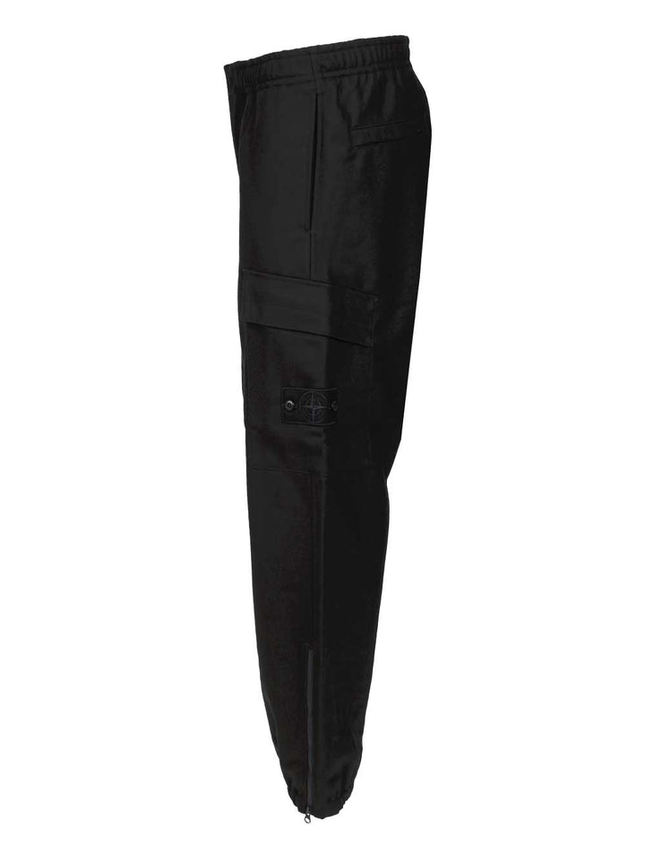 Stone Island Ghost  In Wool And Nylon Flannel Trousers - Blu | a87594da8c4c45f7140fc3cf794d13f175bae414