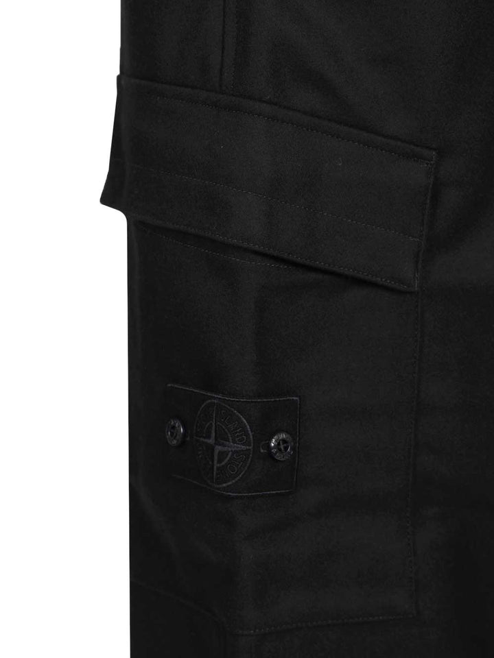 Stone Island Ghost  In Wool And Nylon Flannel Trousers - Blu | 71323537c5071a7344dc8806d7365fb683282a42
