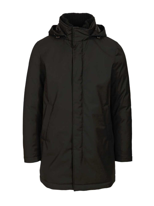 Parka In New Business Technical Fabric And Ultralight Nylon Giacche Nero