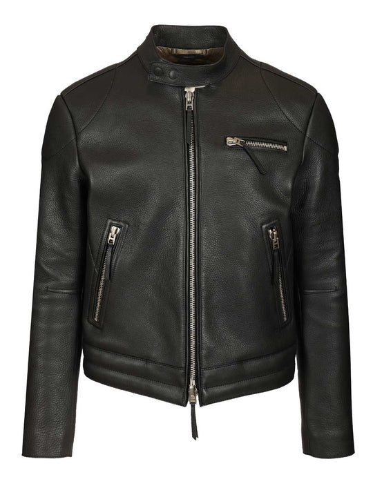 Biker In Full Grain Leather Giacche Nero