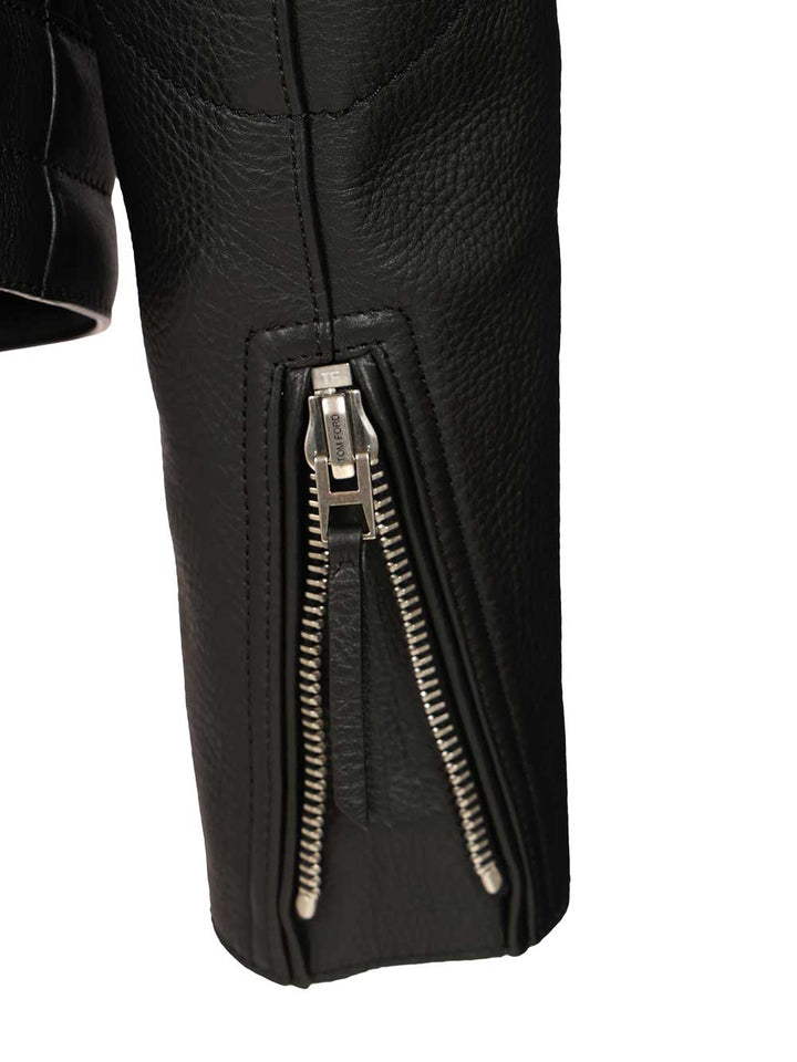 Tom Ford Biker In Full Grain Leather Giacche - Nero | 3d82fc632285d7e3fa318eb65daa3f0f8d29a498