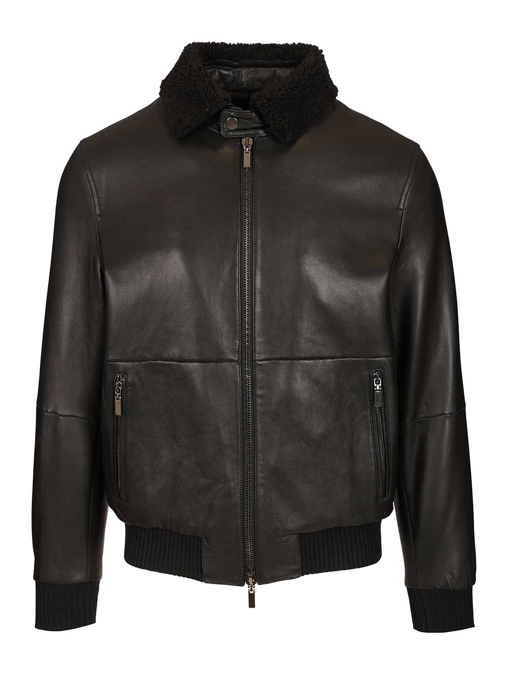 Al Duca D'Aosta Leather Aviator Bomber Jacket Giacche - Nero | 3671bf158af1da674ded0c44d3c459ca9f4bafe8