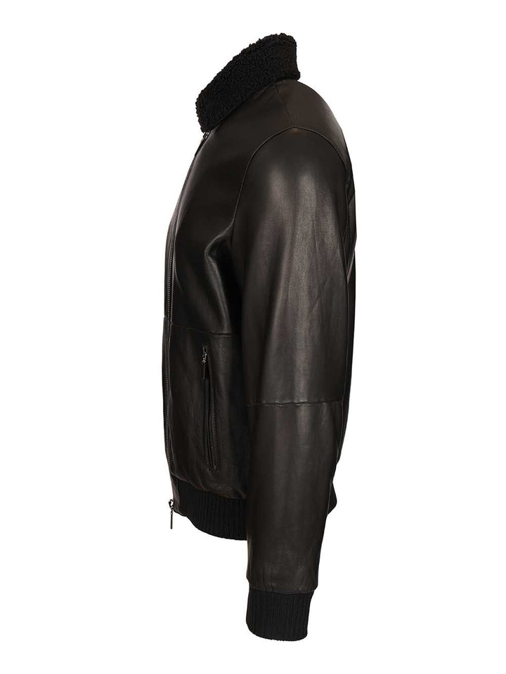 Al Duca D'Aosta Leather Aviator Bomber Jacket Giacche - Nero | 6bcc7fd7eb5b97ef213c2c2928cedd1f1074ce4c
