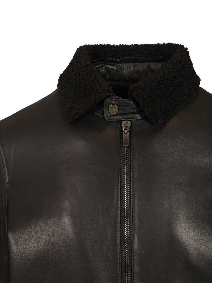 Al Duca D'Aosta Leather Aviator Bomber Jacket Giacche - Nero | 839c2b55015af9b7e794f90eb8267249a4b22b97