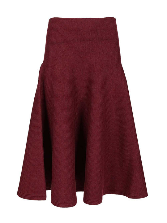 Flared Cashmere Skirt Knitwear Bordeaux