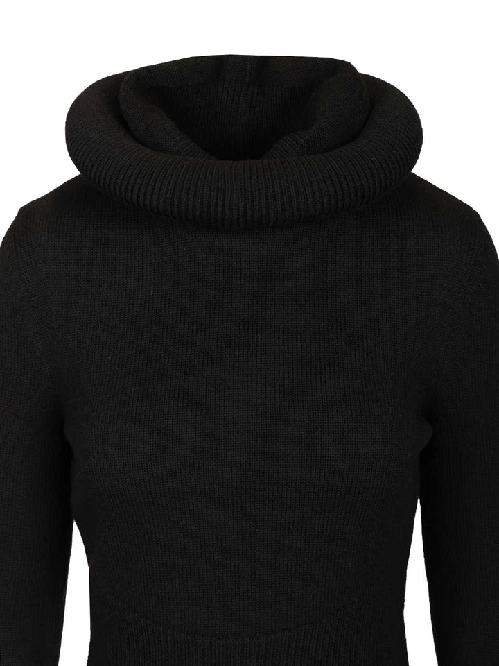 AlaÏA Hooded Jumper Knitwear - Nero | d4ed166a4878c9e05302f255d2f474009e27f837