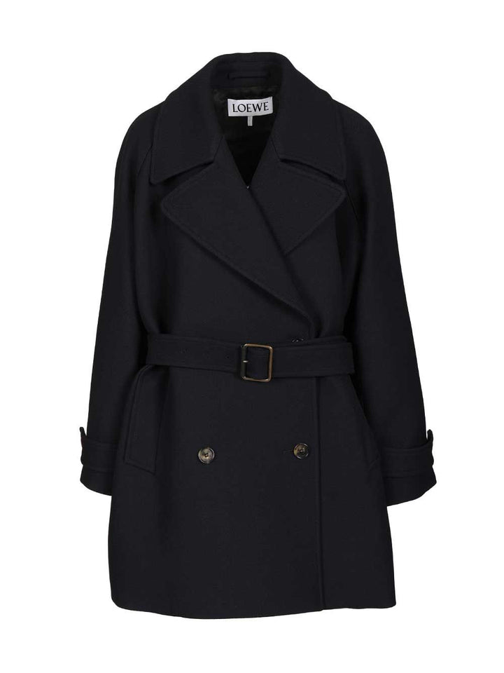 Loewe Double-Breasted Coat Coats - Blu | 38d24dd2a7c703264b46fd259a68fa95463ac568