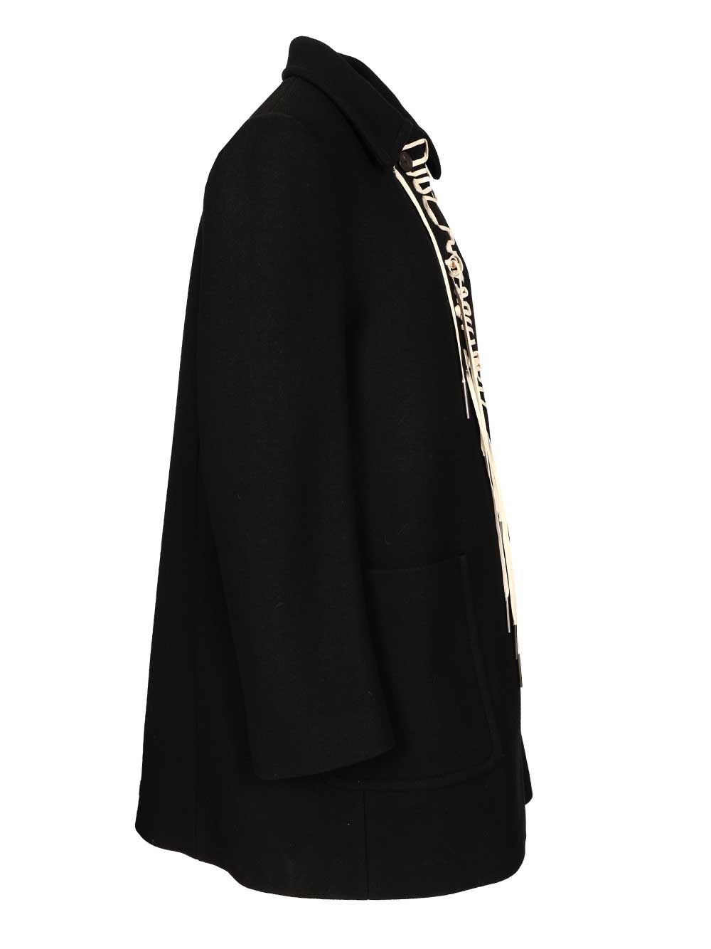 Dries Van Noten Decorated Wool Coat Coats - Nero | 55394f6771eea936888aca0620b2257974430823
