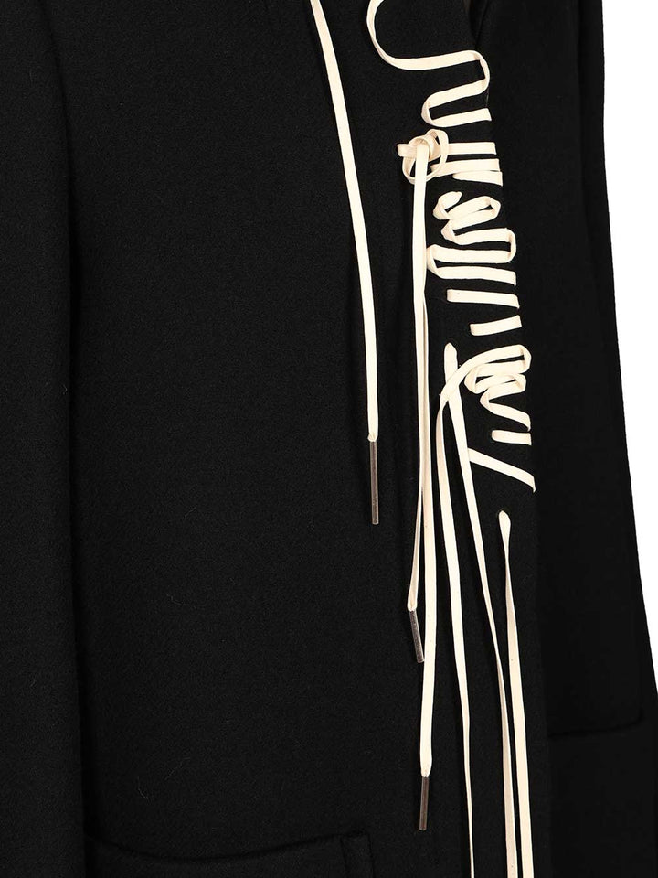 Dries Van Noten Decorated Wool Coat Coats - Nero | 4895f22e33a40cd567c90434e45a29b20759dcb4