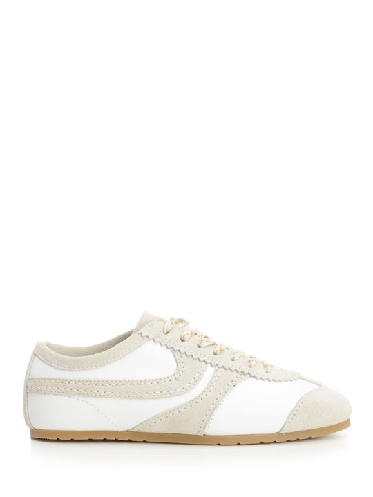 Leather And Suede Sneakers Bianco