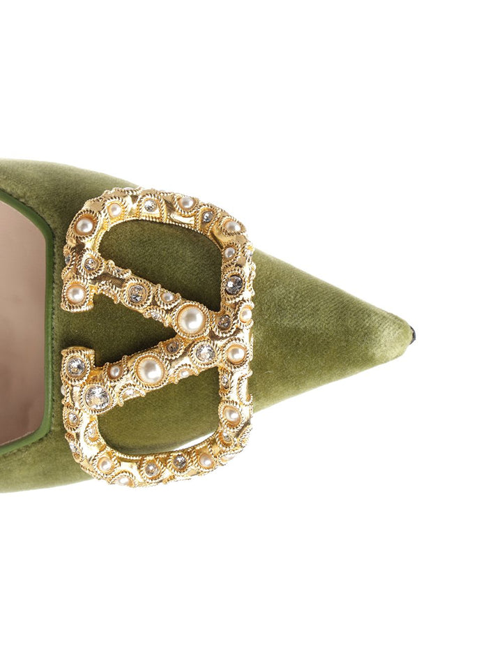 Valentino Garavani Velvet Slingback Decollete - Verde | d1f3d9b66e7bab5165acf7573fa24e3e4e862c93