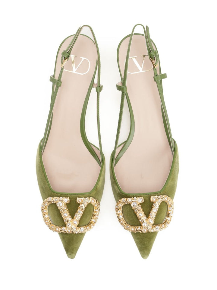 Valentino Garavani Velvet Slingback Decollete - Verde | 9f72455e44a2f451e89f332b2f00386fc833c80b