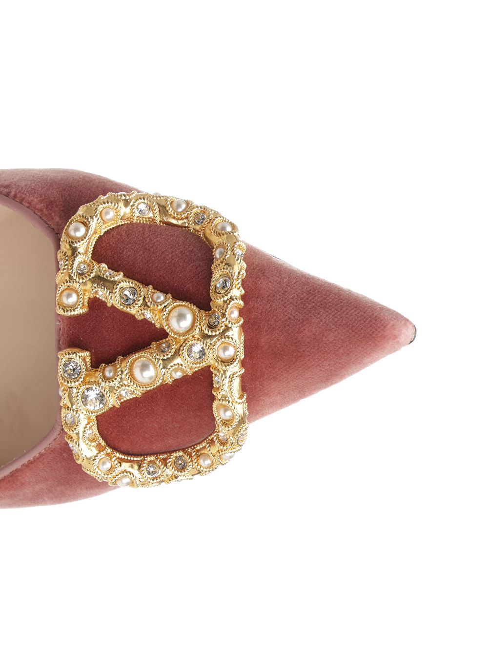 Valentino Garavani Vlogo 80 Slingback  In Velvet Decollete - Rose | c1af3ece3bb79fbac5fb634bbd858cc592ee6f48