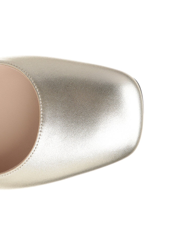 Valentino Garavani Mary Jane In Silver-Plated Nappa Leather Decollete - Silver | ce7065c1033ca205ce267c090df2cd77829fc0ce