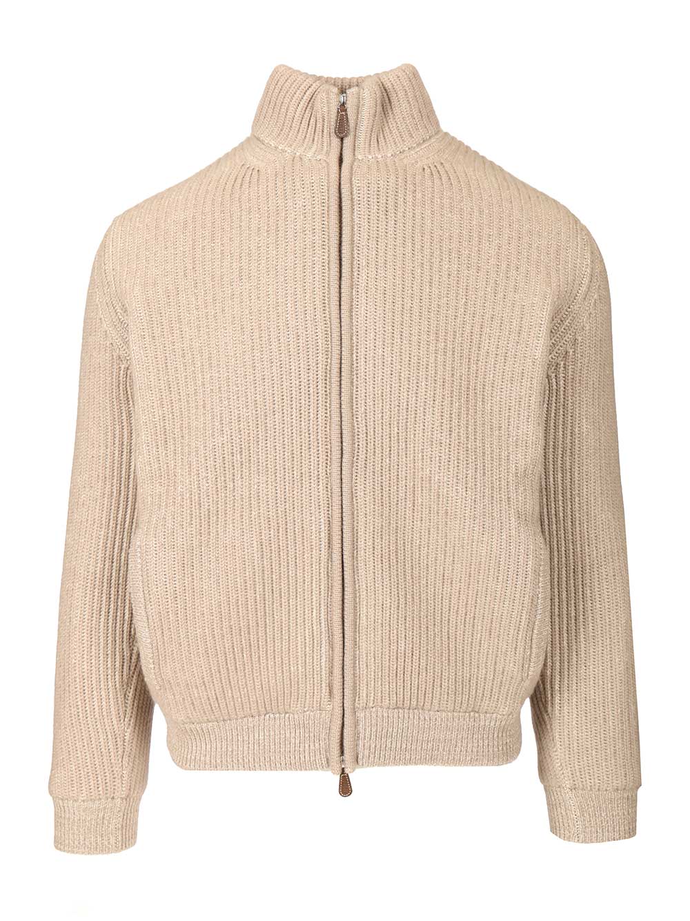 Fedeli Zip-Up Cardigan Knitwear - Beige | ae747559279ee971792766690b7e6893dd1741d1