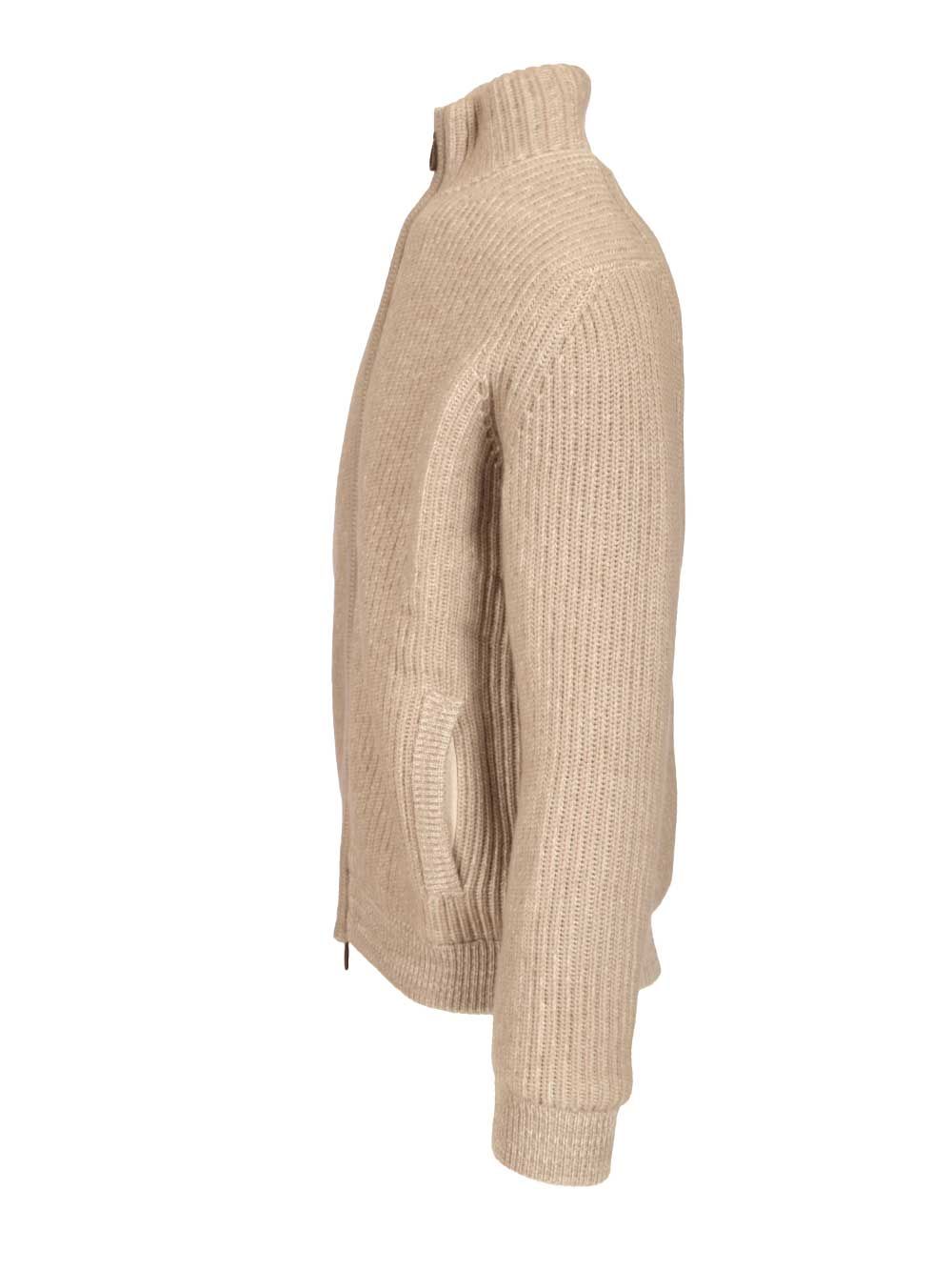 Fedeli Zip-Up Cardigan Knitwear - Beige | fb4264b1db9115b04b951c91b9860d13b63cbed8