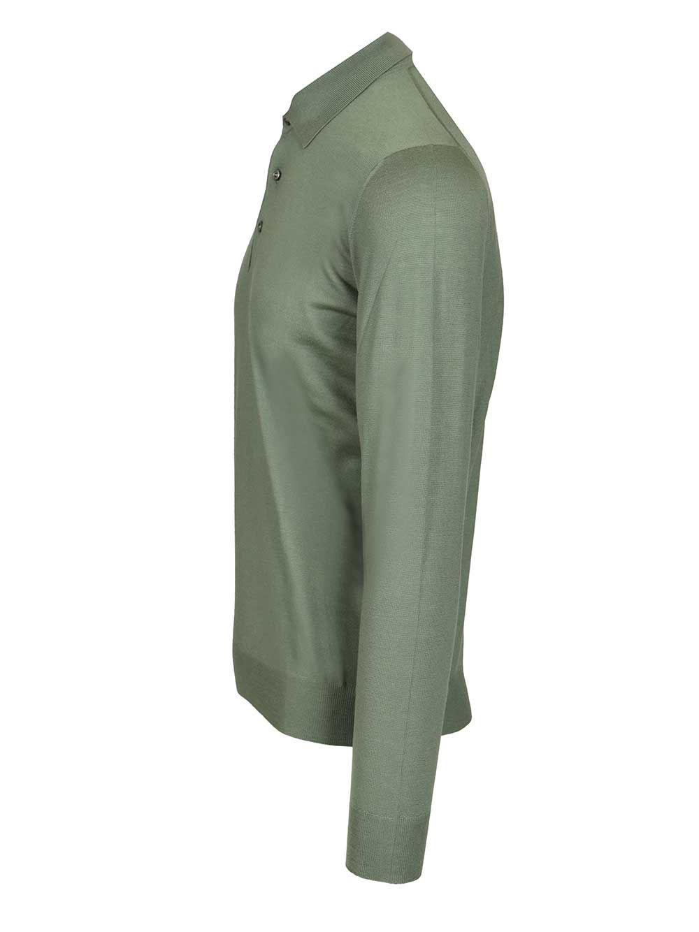 Fedeli Virgin Wool Polo Shirt Knitwear - Verde | cffaff0a9f330b7259d4755844b1766a77e25853