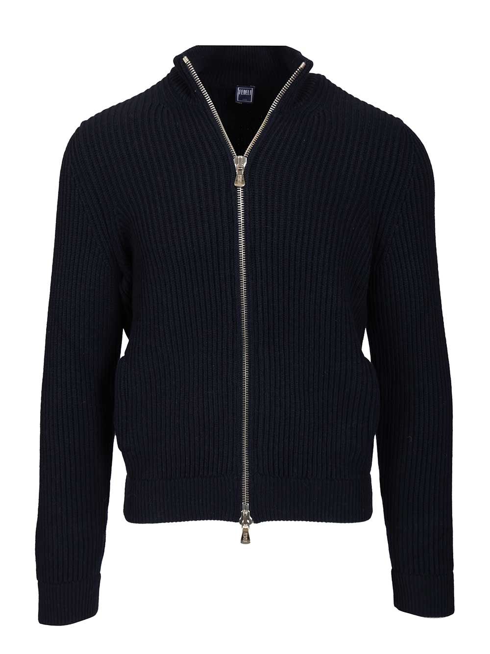 Fedeli Zip-Up Cardigan Knitwear - Blu | c6335b0e2f41636d114b73bab9651b79220e27a6