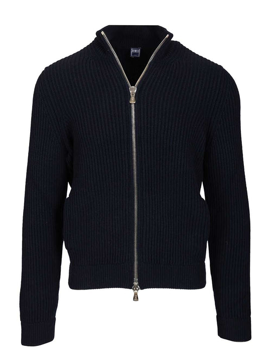 Zip-Up Cardigan Knitwear Blu
