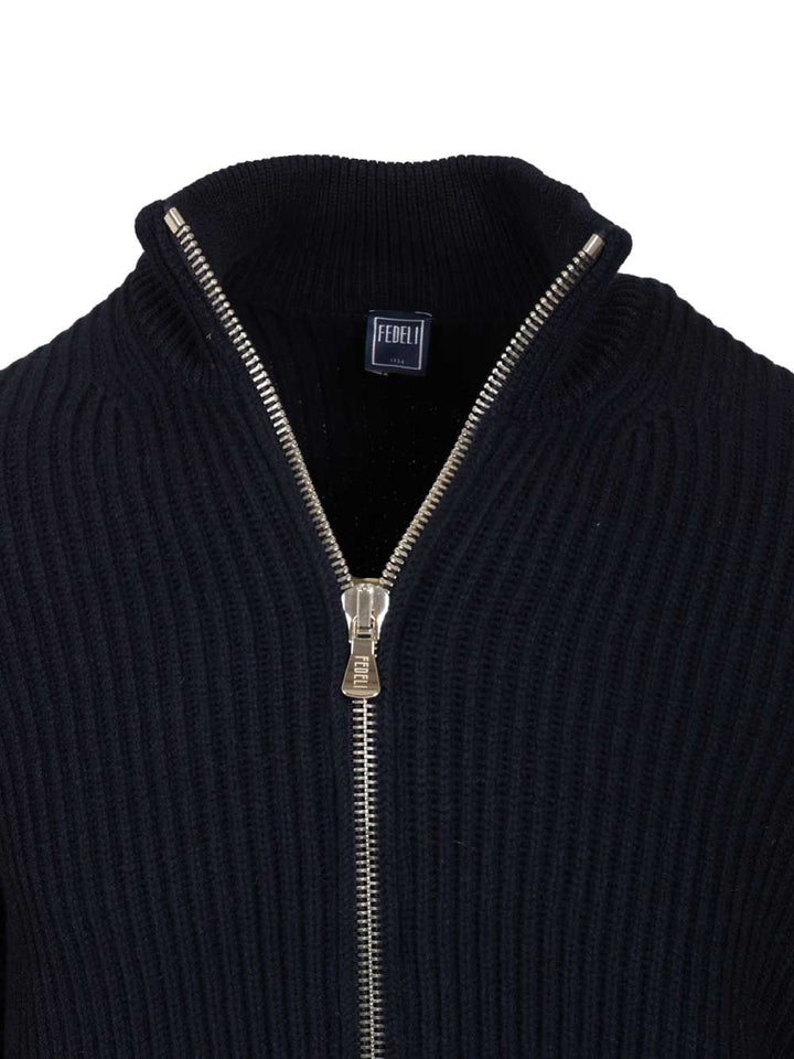 Fedeli Zip-Up Cardigan Knitwear - Blu | 74592a87ecdaf5205ead89c4bfb4c058c882a1f6