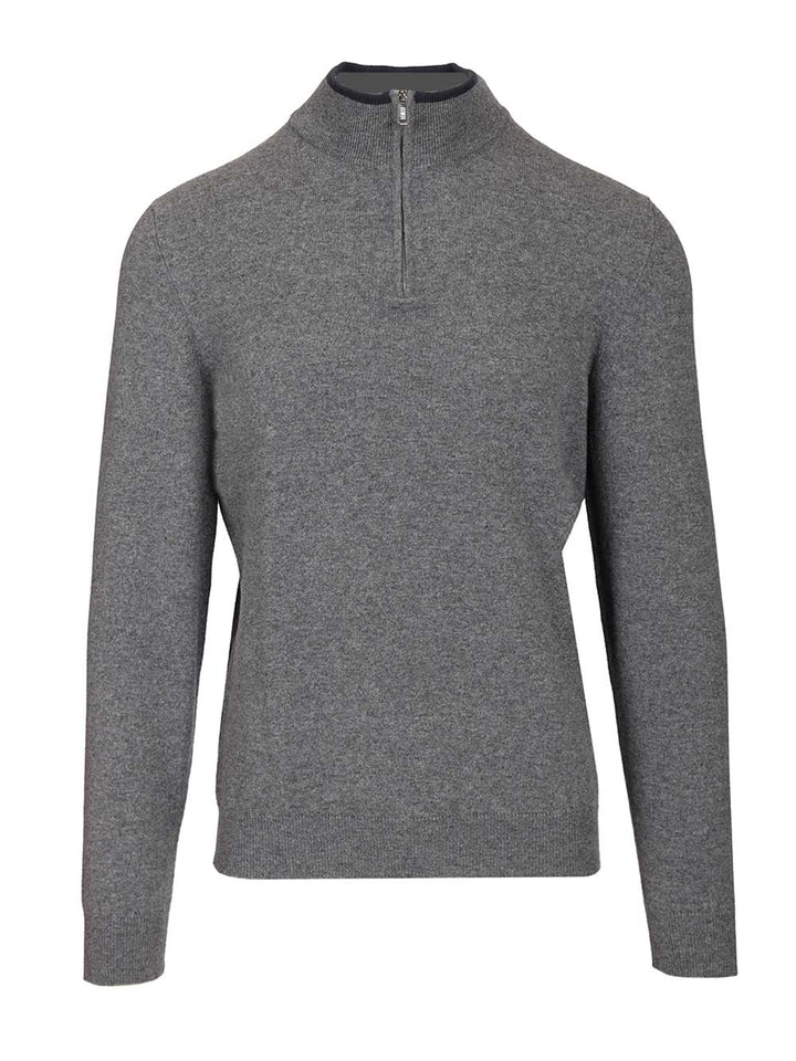 Fedeli Zip-Up Polo Shirt Knitwear - Grey | 15675a07d91b4b27eeaf956f3a398bdd6f91580a