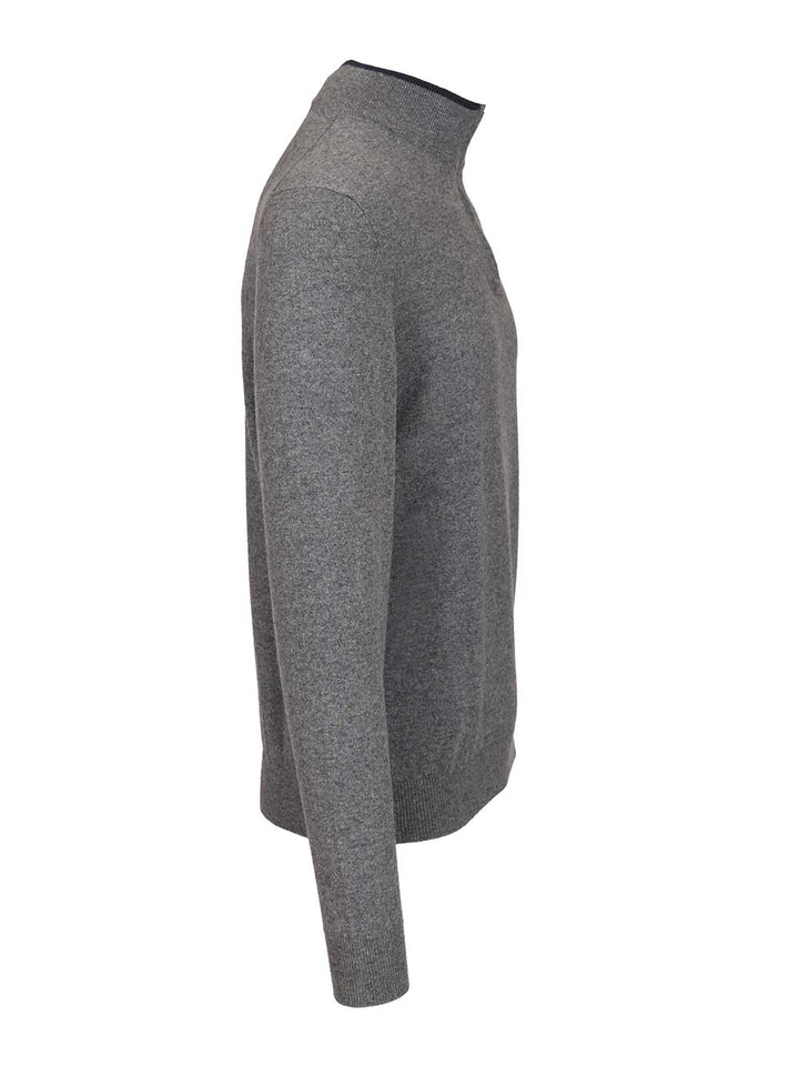Fedeli Zip-Up Polo Shirt Knitwear - Grey | d2d4a4843aad580ef6c6c15013306a633cc5e4c5