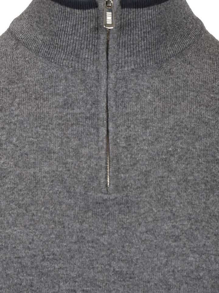 Fedeli Zip-Up Polo Shirt Knitwear - Grey | 20b902db962859a9f1e5ac0a001f21ffdd4b9231