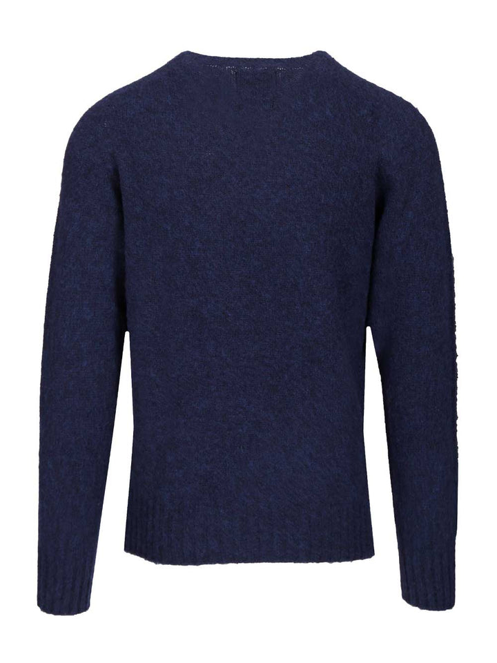 Howlin' Shetland Wool Crew Neck Knitwear - Blu | 029b505daf00e1ce1b3d286593aad37794519716