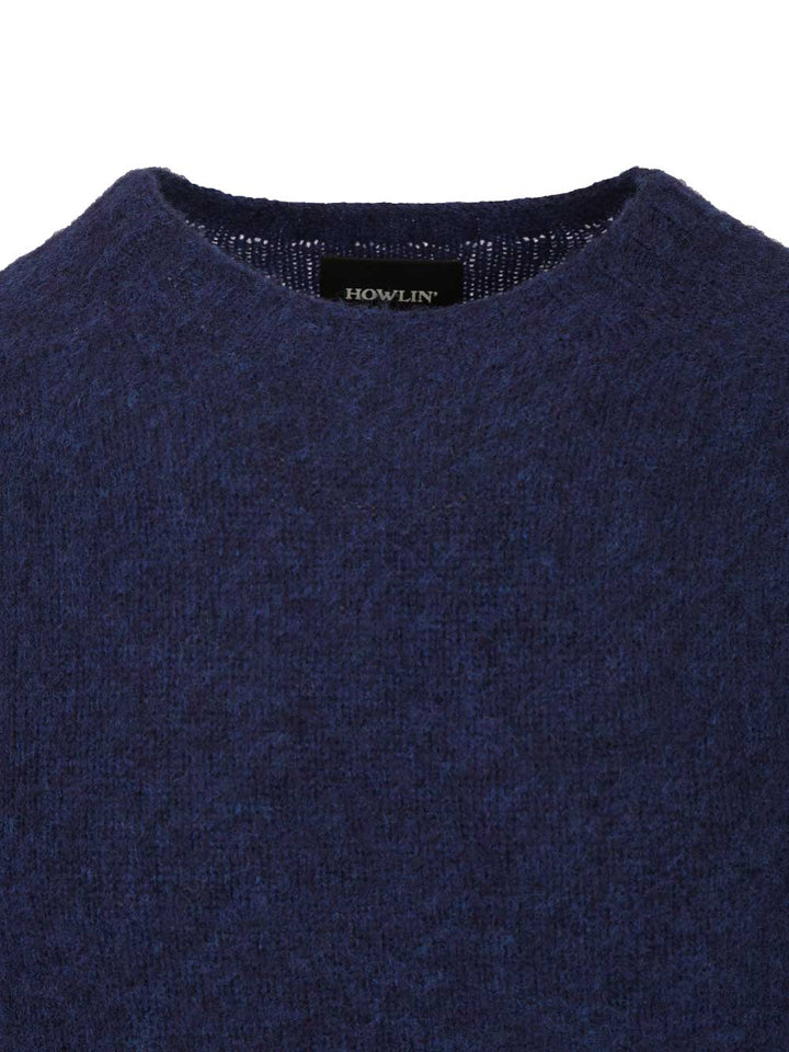 Howlin' Shetland Wool Crew Neck Knitwear - Blu | 49afcfb23b26309da8cc3884e0b384d2b62083d8